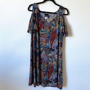 Paisley printed cold shoulder dress